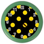 Polka Dots - Gold Yellow on Black Color Wall Clock