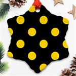 Polka Dots - Gold Yellow on Black Ornament (Snowflake)
