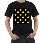 Polka Dots - Gold Yellow on Black Men s T-Shirt (Black)