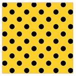Polka Dots - Black on Banana Yellow Large Satin Scarf (Square)