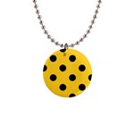 Polka Dots - Black on Banana Yellow 1  Button Necklace