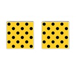 Polka Dots - Black on Banana Yellow Cufflinks (Square)