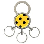 Polka Dots - Black on Banana Yellow 3-Ring Key Chain