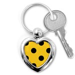 Polka Dots - Black on Banana Yellow Key Chain (Heart)