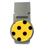 Polka Dots - Black on Banana Yellow Money Clip (Round)