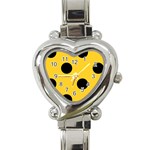Polka Dots - Black on Banana Yellow Heart Italian Charm Watch