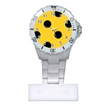 Polka Dots - Black on Banana Yellow Nurses Watch