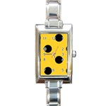 Polka Dots - Black on Banana Yellow Rectangle Italian Charm Watch