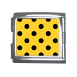 Polka Dots - Black on Banana Yellow Mega Link Italian Charm (18mm)