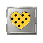 Polka Dots - Black on Banana Yellow Mega Link Heart Italian Charm (18mm)