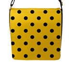 Polka Dots - Black on Banana Yellow Flap Closure Messenger Bag (L)