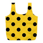 Polka Dots - Black on Banana Yellow Full Print Recycle Bag (L)