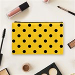 Polka Dots - Black on Banana Yellow Cosmetic Bag (M)