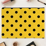 Polka Dots - Black on Banana Yellow Cosmetic Bag (XXXL)