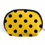 Polka Dots - Black on Banana Yellow Accessory Pouch (Medium)