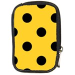 Polka Dots - Black on Banana Yellow Compact Camera Leather Case