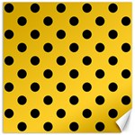 Polka Dots - Black on Banana Yellow Canvas 12  x 12 