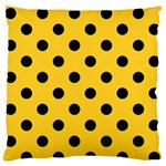 Polka Dots - Black on Banana Yellow Large Flano Cushion Case (Two Sides)