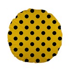Polka Dots - Black on Banana Yellow Standard 15  Premium Flano Round Cushion