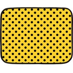Polka Dots - Black on Banana Yellow Double Sided Fleece Blanket (Mini)