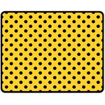 Polka Dots - Black on Banana Yellow Double Sided Fleece Blanket (Medium) (Two Sides)