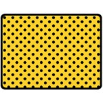 Polka Dots - Black on Banana Yellow Double Sided Fleece Blanket (Large) (Two Sides)