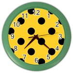 Polka Dots - Black on Banana Yellow Color Wall Clock