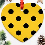 Polka Dots - Black on Banana Yellow Heart Ornament (Two Sides)