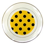 Polka Dots - Black on Banana Yellow Porcelain Plate