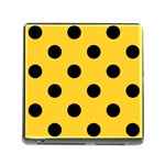 Polka Dots - Black on Banana Yellow Memory Card Reader (Square)