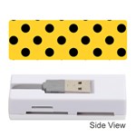 Polka Dots - Black on Banana Yellow Memory Card Reader (Stick)