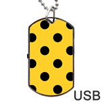 Polka Dots - Black on Banana Yellow Dog Tag USB Flash (Two Sides)