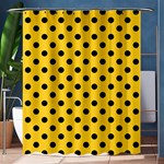 Polka Dots - Black on Banana Yellow Shower Curtain 60  x 72  (Medium)