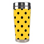Polka Dots - Black on Banana Yellow Stainless Steel Travel Tumbler