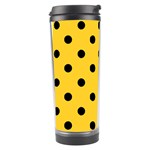 Polka Dots - Black on Banana Yellow Travel Tumbler