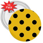 Polka Dots - Black on Banana Yellow 3  Button (10 pack)