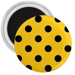 Polka Dots - Black on Banana Yellow 3  Magnet