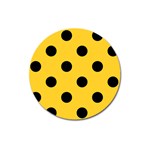 Polka Dots - Black on Banana Yellow Magnet 3  (Round)