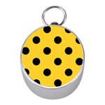 Polka Dots - Black on Banana Yellow Silver Compass (Mini)