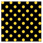 Polka Dots - Banana Yellow on Black Large Satin Scarf (Square)