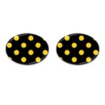 Polka Dots - Banana Yellow on Black Cufflinks (Oval)