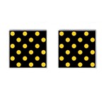 Polka Dots - Banana Yellow on Black Cufflinks (Square)