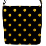 Polka Dots - Banana Yellow on Black Flap Closure Messenger Bag (S)