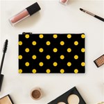 Polka Dots - Banana Yellow on Black Cosmetic Bag (S)