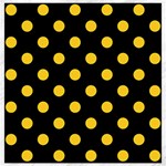 Polka Dots - Banana Yellow on Black Canvas 12  x 12 