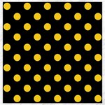 Polka Dots - Banana Yellow on Black Canvas 16  x 16 