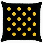 Polka Dots - Banana Yellow on Black Throw Pillow Case (Black)