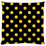 Polka Dots - Banana Yellow on Black Standard Flano Cushion Case (One Side)