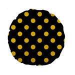 Polka Dots - Banana Yellow on Black Standard 15  Premium Round Cushion