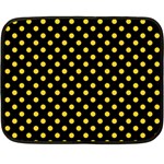 Polka Dots - Banana Yellow on Black Double Sided Fleece Blanket (Mini)